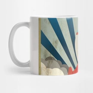 Colorful Rocket w/ Blue Rays and White Smoke Mug